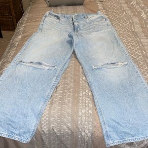 American Eagle curvy super high rise baggy straight jeans